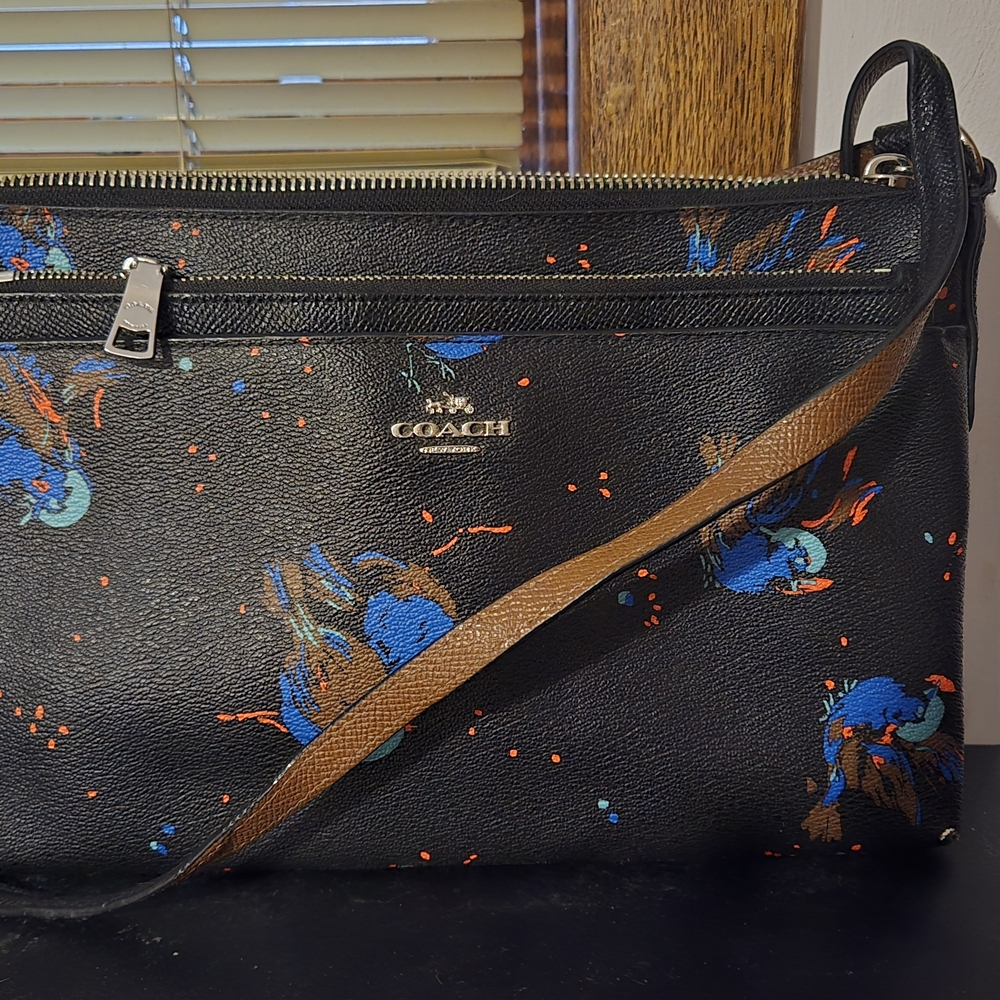 Coach 1941 East/West Crossbody Leather Bag With Bird Print